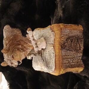 Wolf Figurine on Rustic Box